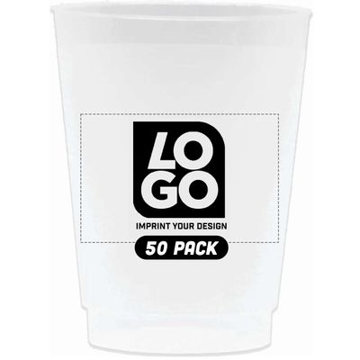 Custom 8oz Frosted Stadium Cups with Single-Color Imprint for Parties, Events, and Promotions (Qty 50)