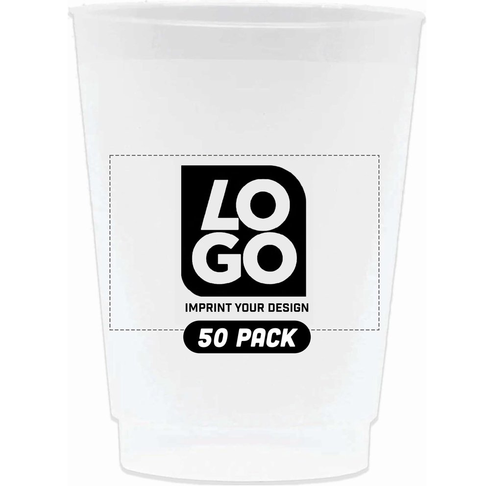Custom 8oz Frosted Stadium Cups with Single-Color Imprint for Parties, Events, and Promotions (Qty 50)