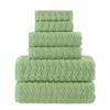 Elegant Comfort Luxury 6-Piece 100% Turkish Cotton Jacquard Braided Textured Premium Hotel Quality Towel Set Soft and Absorbent, Includes 2 Bath Towels, 2 Hand Towels and 2 Washcloths, Sage view 1