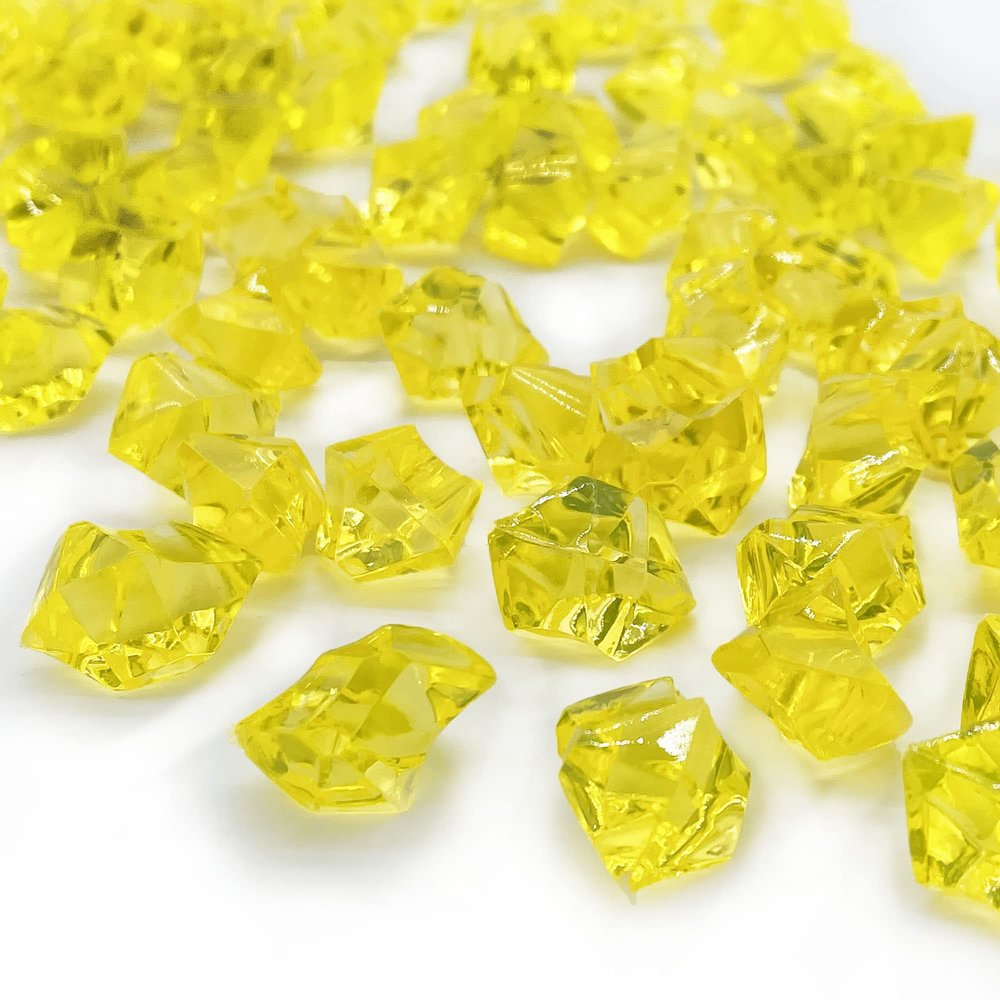 CYS EXCEL Yellow Acrylic Crushed Ice Vase Fillers Multiple Color Choices Plastic Rock Gem for Arts & Crafts Table Scatter, 20 LBS