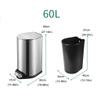 JOYNOW Papeleras para Cocina Super Large-Capacity Foot-Type Trash Can Outdoor Living Room Bedroom Kitchen Bathroom Stainless Steel with Lid Trash Can 60L Trashbin view 2