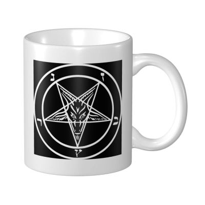 BYOBLU Goat of Mendes Pentagram Satan Satanic Baphomet Porcelain Coffee Mugs, Classic Ceramic Cup for Tea Latte Cappuccino, White