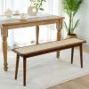 Towood Lifee Entryway Bench, Solid Wood Kitchen Dining Bench, Mid Century Modern End of Bed Bench with Rattan Woven Top for Bedroom, Dining Room, Entry Way, 47.2" L x 11.2" W x 17.7" H, Walnut view 3