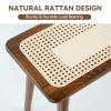 Towood Lifee Entryway Bench, Solid Wood Kitchen Dining Bench, Mid Century Modern End of Bed Bench with Rattan Woven Top for Bedroom, Dining Room, Entry Way, 47.2" L x 11.2" W x 17.7" H, Walnut view 4