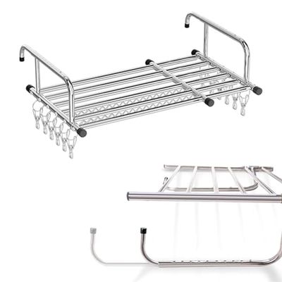 Stainless Steel Laundry Drying Rack Portable Clothes Drying Rack for Balcony Railings Windowsill Radiator Airer with Sock Clips for Drying Socks