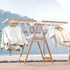 Floor Aluminum Alloy Metal Laundry Rack Foldable Clothes Drying Rack with Height-Adjustable Gullwings, Free-Standing Airer with Shoes Rack, Ready to Use in 1s view 1