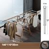 Floor Aluminum Alloy Metal Laundry Rack Foldable Clothes Drying Rack with Height-Adjustable Gullwings, Free-Standing Airer with Shoes Rack, Ready to Use in 1s view 2