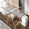 Floor Aluminum Alloy Metal Laundry Rack Foldable Clothes Drying Rack with Height-Adjustable Gullwings, Free-Standing Airer with Shoes Rack, Ready to Use in 1s view 4