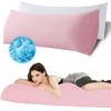 Ubauba Memory Foam Body Pillow with Cover, Full Large Body Pillows Insert for Adults with Envelope Closure Pillowcase, Firm & Fluffy Long Bed Pillows for Sleeping (20x54 inch, Pink) view 1