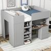 XD Designs Wood Full Size Loft Bed with Built-in Wardrobe and Desk, Multi-Function Loft Bed Frame with Storage Shelves, Drawers and Full-Length Guardrails for Kids Kids Teens Adults, Maximized Space view 4