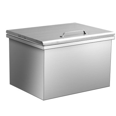 Upgraded Drop in Ice Chest, 20''L x 16''W x 13''H Stainless Steel Ice Cooler, Commercial Ice Bin with Cover, 46.7QT Outdoor Kitchen Ice Bar, Drain-Pipe and Drain Plug Included, for Cold Wine Beer