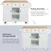GOAWGO Rolling Kitchen Island Cart, 53.1" W, Wood Drop Leaf Countertop, 3 Drawers, 2 Cabinet Doors with Racks, 5 Wheels, Mint Green view 3