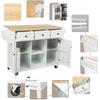 GOAWGO Rolling Kitchen Island Cart, 53.1" W, Wood Drop Leaf Countertop, 3 Drawers, 2 Cabinet Doors with Racks, 5 Wheels, Mint Green view 4