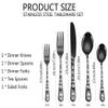 XIAOYU 5 Piece Halloween Skull Silverware Set, Stainless Steel Flatware Set, Gothic Skeleton Cutlery Set Includes Fork/Knife/Spoon, Perfect for Halloween Easter and Christmas, Black view 3