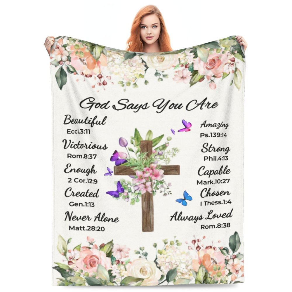 Christian Gifts for Women Inspirational Bible Verse Blanket Religious Scripture Prayer Faith Throw Blanket Soft Flannel Healing Blanket 40"X50" inches