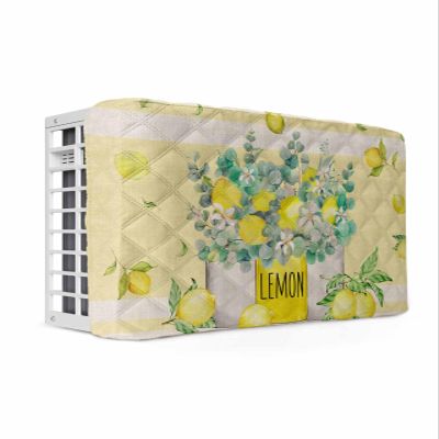 Eucalyptus Lemon Indoor Air Conditioner Cover for Window Units, Double Insulation Adjustable Waterproof Indoor AC Cover with Elastic Straps Retro Summer Tropical Bottle Flower 17" x 13" x 3.5"