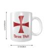 BYOBLU Deus Vult Knights Templar Cross Porcelain Coffee Mugs, Classic Ceramic Cup for Tea Latte Cappuccino, White view 4
