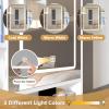 Black Makeup Vanity with Lights, Vanity Desk with Openable Mirror Vanity Table with 4 Drawers & 1 Cabinets & Shelves, Rattan Dressing Table, 3 Lighting Modes, Brightness Adjustable, for Bedroom view 3