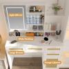 Black Makeup Vanity with Lights, Vanity Desk with Openable Mirror Vanity Table with 4 Drawers & 1 Cabinets & Shelves, Rattan Dressing Table, 3 Lighting Modes, Brightness Adjustable, for Bedroom view 4