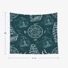 CAPSCEOLL Ceiling Tapestry for Bedroom - Marine Sea Compass Fantasy Deep Blue Graffiti Emblems Gulls Ships - 60x60 Inch view 2
