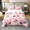 Erosebridal Pink Christmas 100% Organic Cotton King Duvet Cover, Santa Claus Bed Set, Candy Cane Holly Bedding Set, Reversible Xmas Theme Simple Xmas Tree Quilt Cover for Kids Girls view 1
