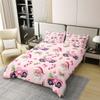Erosebridal Pink Christmas 100% Organic Cotton King Duvet Cover, Santa Claus Bed Set, Candy Cane Holly Bedding Set, Reversible Xmas Theme Simple Xmas Tree Quilt Cover for Kids Girls view 2
