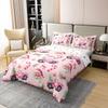 Erosebridal Pink Christmas 100% Organic Cotton King Duvet Cover, Santa Claus Bed Set, Candy Cane Holly Bedding Set, Reversible Xmas Theme Simple Xmas Tree Quilt Cover for Kids Girls view 3