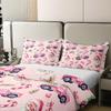 Erosebridal Pink Christmas 100% Organic Cotton King Duvet Cover, Santa Claus Bed Set, Candy Cane Holly Bedding Set, Reversible Xmas Theme Simple Xmas Tree Quilt Cover for Kids Girls view 4