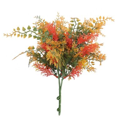 FLORALEAF 2 PCS Artificial Plants Fake Bushes Plastic Shrubs Flowers for Indoor and Outdoor Wall Decoration Such as Office Balcony CourtyardGreen Orange
