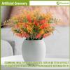 FLORALEAF 2 PCS Artificial Plants Fake Bushes Plastic Shrubs Flowers for Indoor and Outdoor Wall Decoration Such as Office Balcony CourtyardGreen Orange view 4