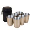 6 Pack 70ML (2.3oz) Stainless Steel Shot Cups with Black PU-Leather Carrying Case,Shatterproof Pint Drinking Cups Metal Drinking Glasses for Home Restaurant Tequila Liquor Party Cocktail Beer Whiskey view 1