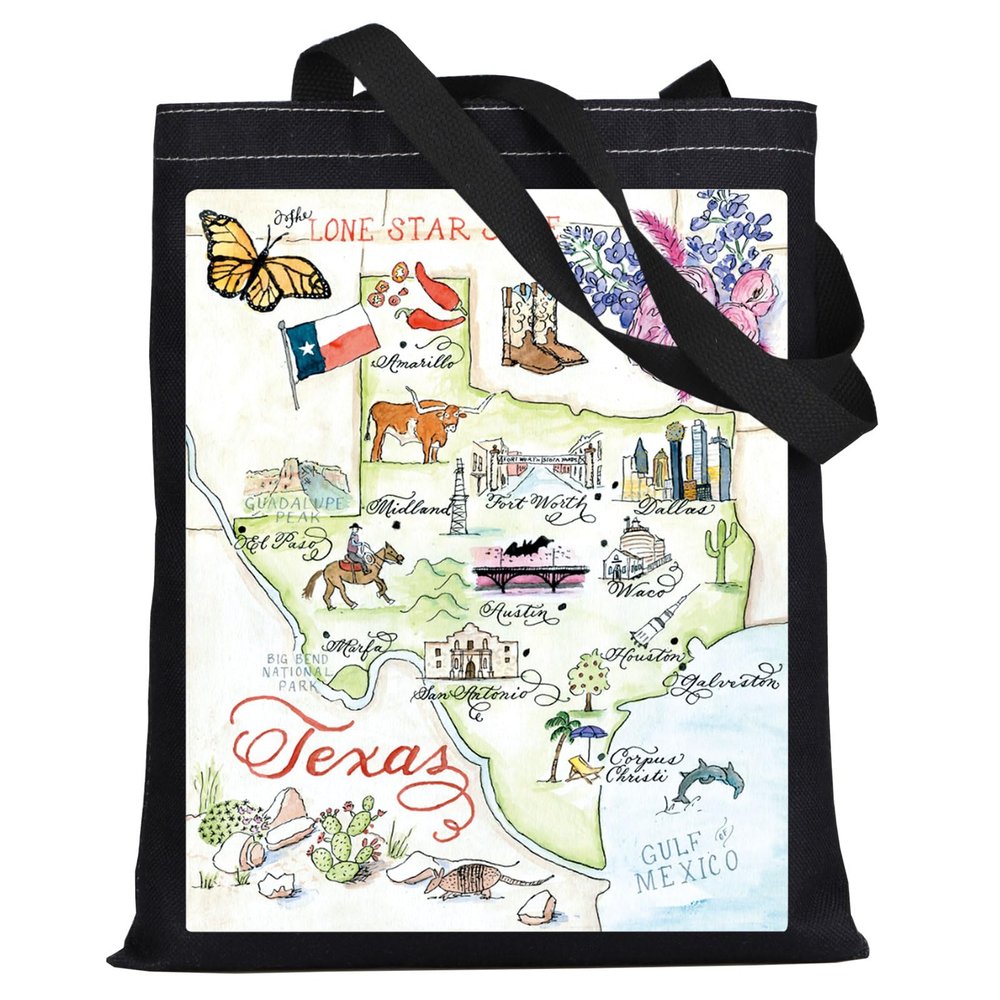 WZMPA Texas State Tote - Souvenirs Gift & Vacation Landmarks Merchandise