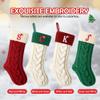 Christmas Stockings Personalized Custom Initials 18 Inches Knitted Christmas Stockings with Letter Fireplace Hanging Monogram Xmas Stockings for Kids,Family Holiday Party DecorationWhite and Green W view 4