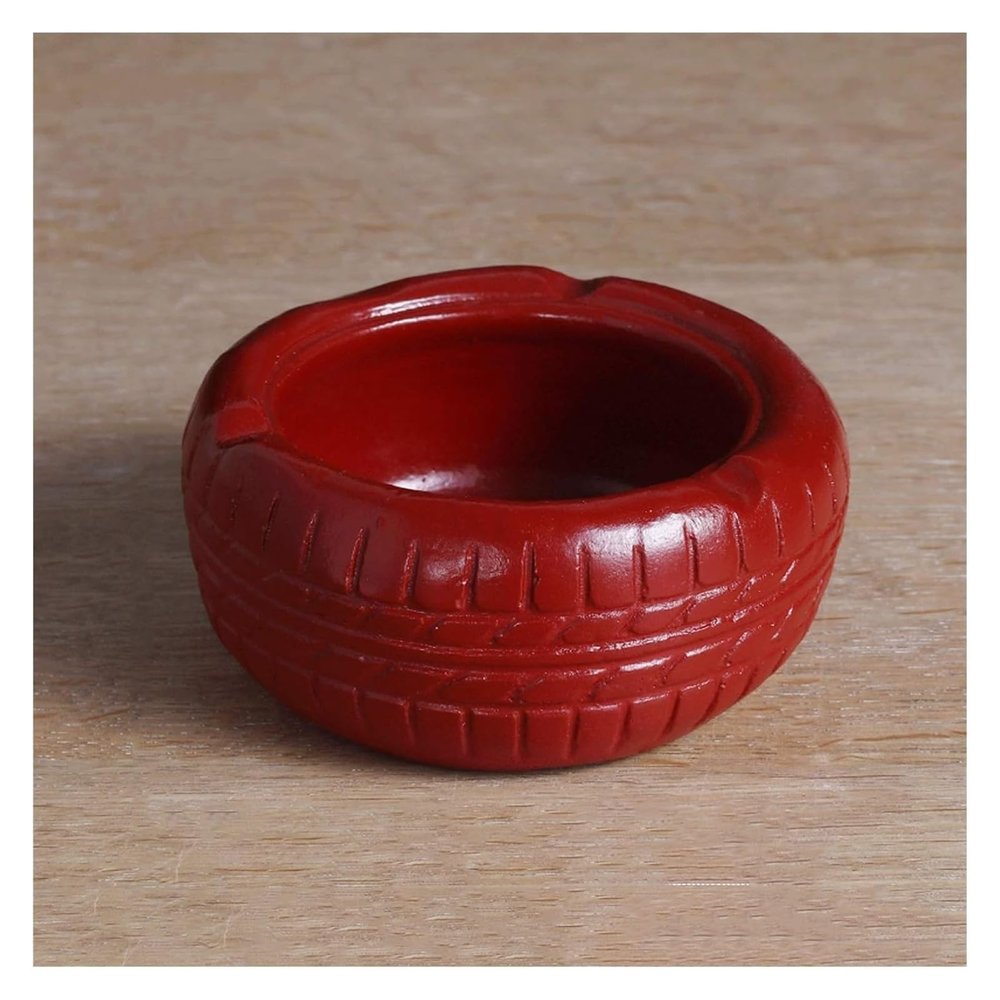 Ashtrays anguo-222 Ashtray Desktop Retro Tire Shape Ash trays Restaurant Bar Home Creative Ash Tray Outdoor 4 Inch Portable Ashtray Portable Ashtray -Green(Red)