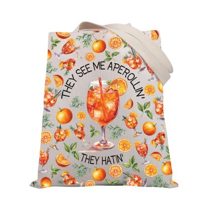 BDPWSS Aperol Spritz Gift Aperol Spritz Summer Drink Cocktail Gift They See Me Aperollin' They Hatin' Cocktail Party Tote Bag (Aperollin hatin TG)