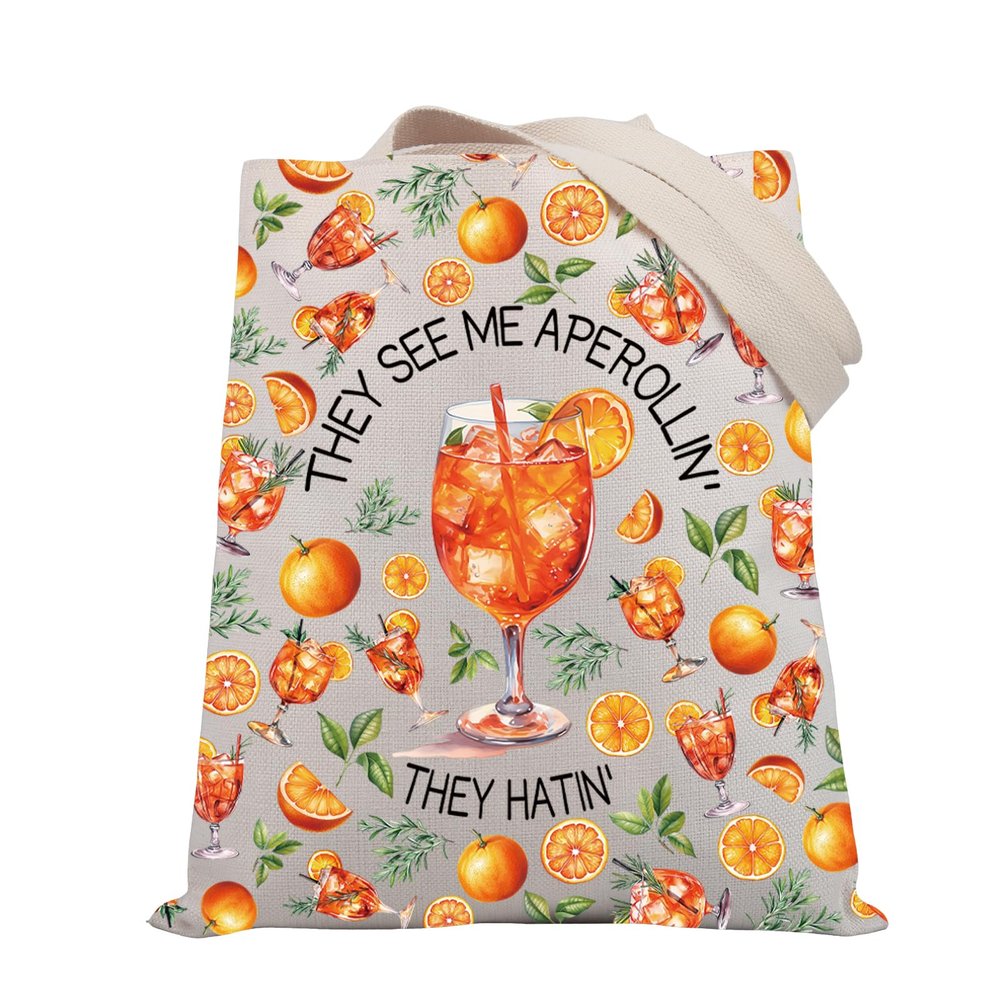 BDPWSS Aperol Spritz Gift Aperol Spritz Summer Drink Cocktail Gift They See Me Aperollin' They Hatin' Cocktail Party Tote Bag (Aperollin hatin TG)