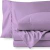 British-Linen 4 Piece Bedsheets Set - 100% Organic Cotton Sheets with 22" Inch Fitted Sheet Deep Pocket - Cooling & Breathable Soft Sheets and Pillowcases - Lavender Solid, Full Size. view 1