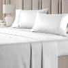British-Linen 4 Piece Bedsheets Set - 100% Organic Cotton Sheets with 22" Inch Fitted Sheet Deep Pocket - Cooling & Breathable Soft Sheets and Pillowcases - White Solid, Twin Size. view 2