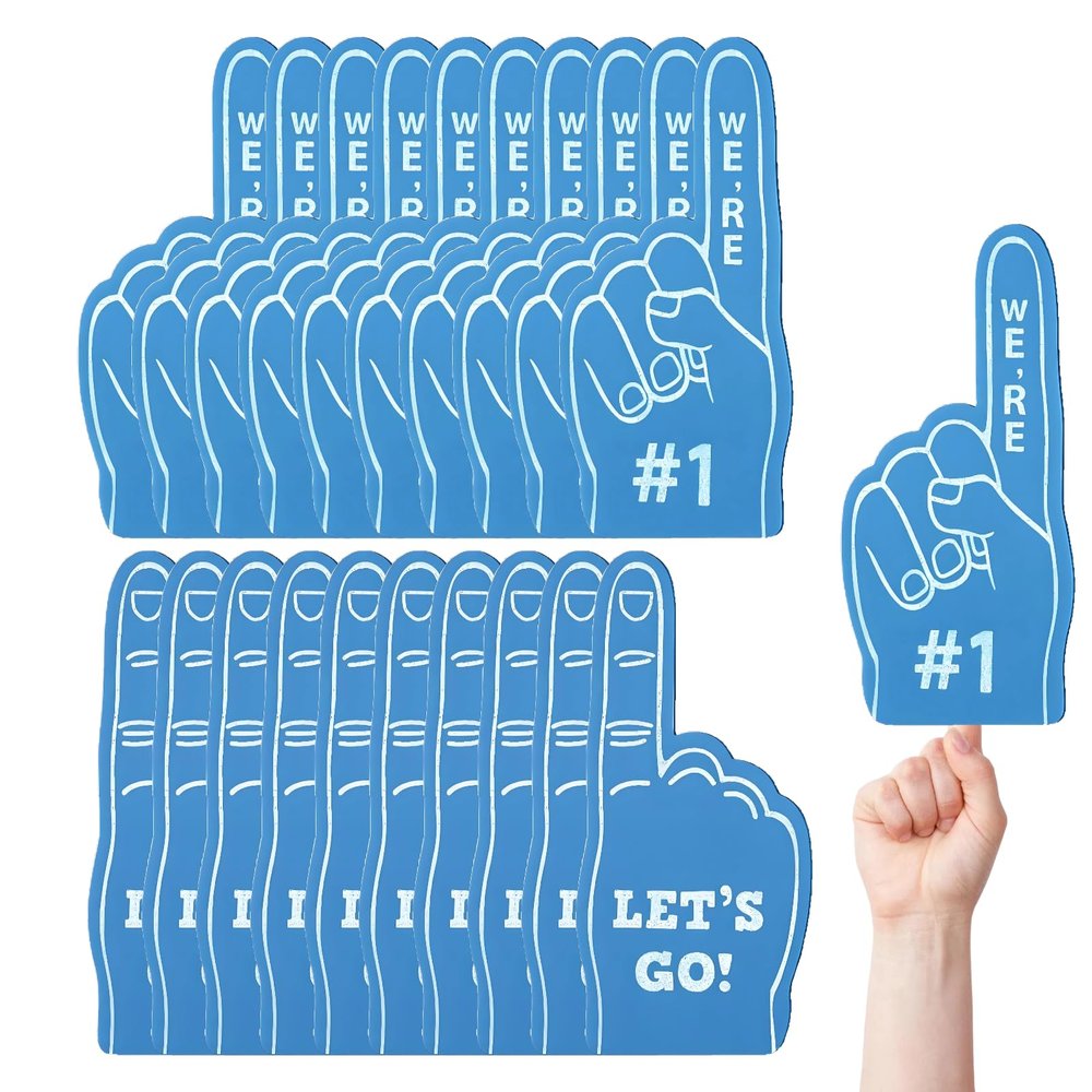 Cansybil 20 Pcs Mini Foam Fingers, We're Number 1 Finger Foam Fingers,Sports Fan Foam Finger,Cheerleader Foam Hands - Designed for all kinds of sports events, games, schools and stadiums (Blue)