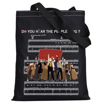 WZMPA Musical Tote Bag Cosette Fans Gift Do You Hear The People Sing Romantic Shoulder Bag (People Sing Tote-BL)