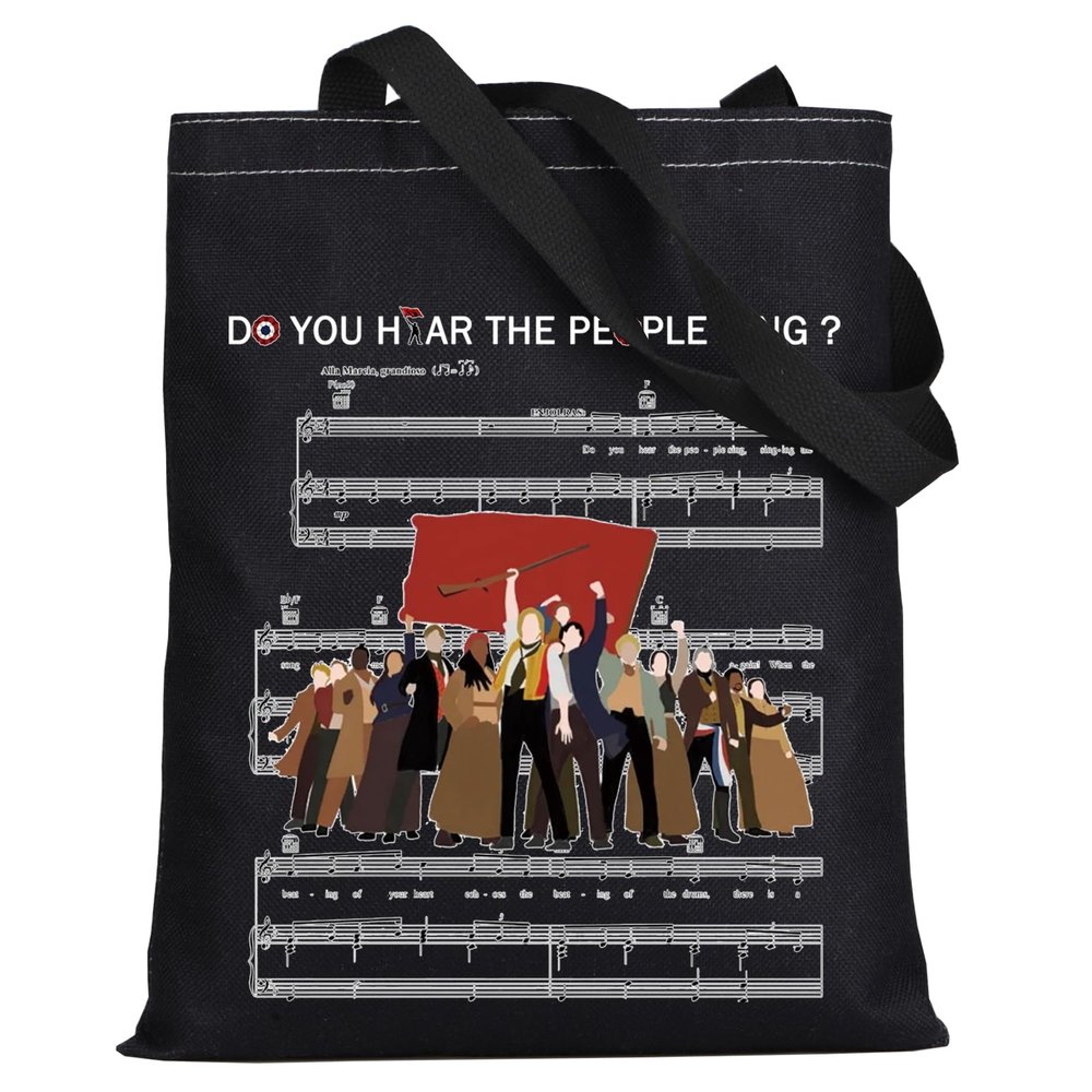 WZMPA Musical Tote Bag Cosette Fans Gift Do You Hear The People Sing Romantic Shoulder Bag (People Sing Tote-BL)