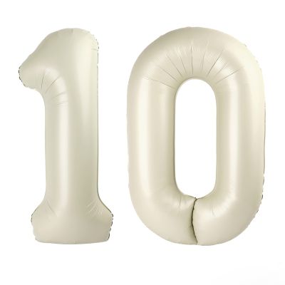 10 Balloons Number, 10th Birthday Decorations for Girl Boys, Happy Birthday Cream Balloons 40 In for Engagement, Wedding, Celebration Party, Graduations, Photo Shoot