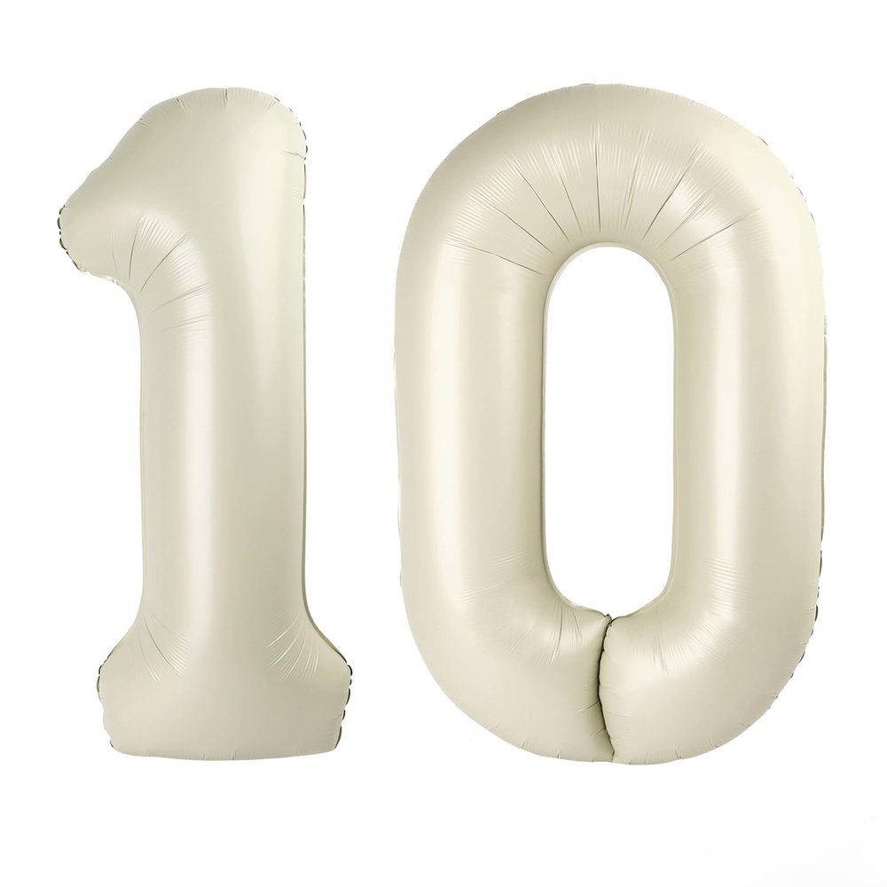 10 Balloons Number, 10th Birthday Decorations for Girl Boys, Happy Birthday Cream Balloons 40 In for Engagement, Wedding, Celebration Party, Graduations, Photo Shoot