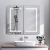 Double Door LED Bathroom Mirror Cabinet,Wall Mounted Lighted Vanity Mirror,Rectangle Bathroom Makeup Mirror,LED Bathroom Wall Medicine Cabinet,with Lights,for Bedroom, Living Room, Kitchen (White) view 1