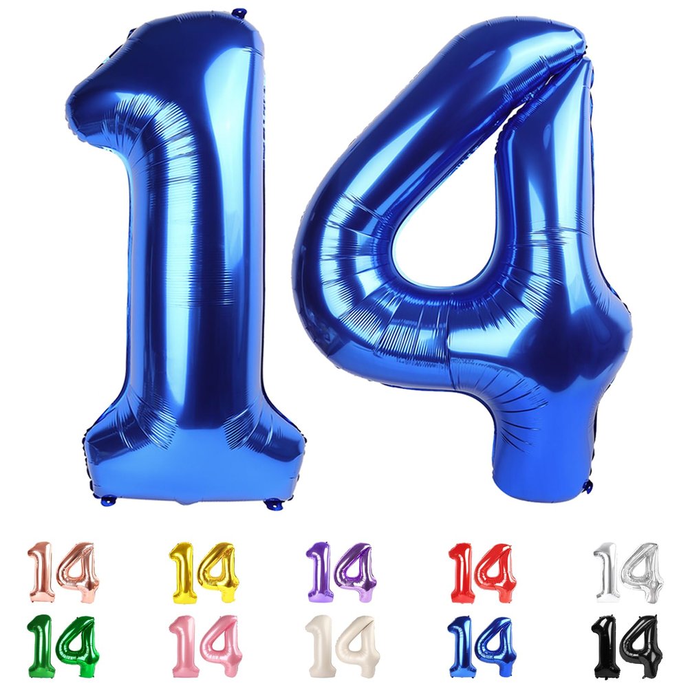 14 Balloon Numbers, Happy 14th Birthday Decorations for Girls Boys, 40 In 41st Dark Blue Balloons for Engagement, Wedding, Celebration Party, Graduations, Photo Shoot