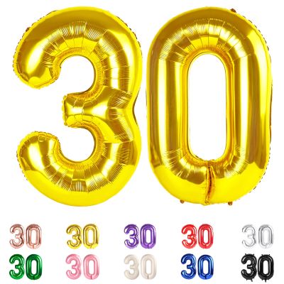 30 Balloon Numbers, Number Balloons 40 In 30th Birthday Decorations for Her Him, Gold Birthday Party Decorations for Wedding, Celebration Party, Graduations