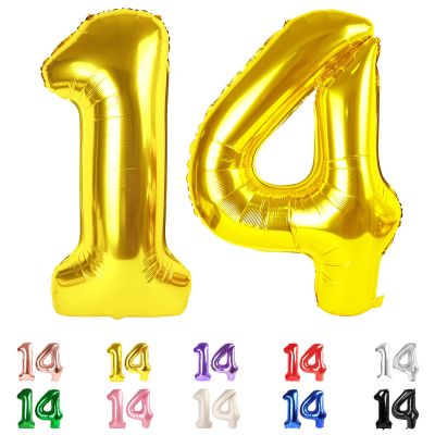 14 Balloon Numbers, Happy 14th Birthday Decorations for Girls Boys, 40 In 41st Gold Balloons for Engagement, Wedding, Celebration Party, Graduations, Photo Shoot