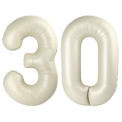 30 Balloon Numbers, Cream Number Balloons 40 In 30th Birthday Decorations for Women Men, Happy Birthday Party Decorations Balloons for Wedding, Celebration Party, Graduations