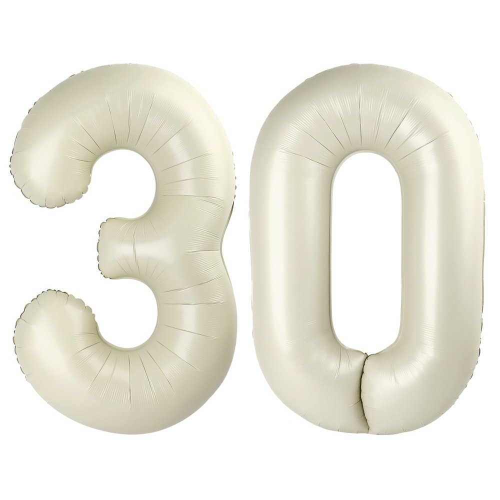 30 Balloon Numbers, Cream Number Balloons 40 In 30th Birthday Decorations for Women Men, Happy Birthday Party Decorations Balloons for Wedding, Celebration Party, Graduations