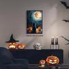 abrtolpffo The Spooky Starry Night Canvas Wall Art, Black Cat and Pumpkin Painting Poster, Whimsical Halloween Wall Art, Gothic Dark Academia Wall Decor, Whimsigoth Aesthetic Poster 24x36in Unframed view 2
